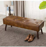 Ottoman Bench - Middle-Aged Style, Brown Pu, Versatile for Bedroom, End of Bed, Entrance, Comfortable Seating