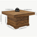 HWB Square Coffee Table, Wood Center Table For Living Room, Rustic Farmhouse Living Room Tables - Walnut
