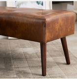 Ottoman Bench - Middle-Aged Style, Brown Pu, Versatile for Bedroom, End of Bed, Entrance, Comfortable Seating