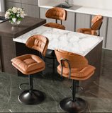 Set of 2 Modern Bar Stool, Adjustable Faux Leather Upholstered Swivel CounterStools for Restaurant, Modern Bar Stool, Adjustable Faux Leather Upholstered Swivel CounterStools - 5 colors