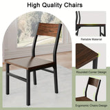 7pcs Dining Table Set with 6 Chairs, 63" Extendable Kitchen Table Set for 4-6, Mid-Century Dining Room Table for Small Space, Heavy-Duty Metal Frame, Easy Clean