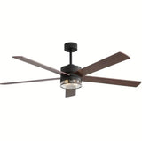 65 Inch Industrial Modern Ceiling Fan with Lights - 5 Reversible Blades, Remote Control, DC Motor, 6-Speed Adjustable, 3 Color Temperatures, Downrod Mount, Matte Black Finish for Bedroom & Living Room, Living Room Fan | Industrial Ceiling Fan | Lighting F