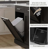 52" Rolling Kitchen Island with Trash Can Storage, Marble/Wood & Pull-Out Spice Rack, Black-Marble Black-Wood Gray-Marble White-Wood Options