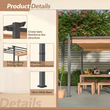 10' X 10' Aluminum Patio Pergola With Retractable Pergola Canopy, Backyard Shade Shelter For Porch, Outdoor Party, Garden, Grill Gazebo, Khaki