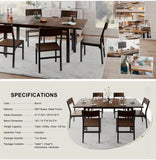 7pcs Dining Table Set with 6 Chairs, 63" Extendable Kitchen Table Set for 4-6, Mid-Century Dining Room Table for Small Space, Heavy-Duty Metal Frame, Easy Clean