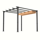 10' X 10' Aluminum Patio Pergola With Retractable Pergola Canopy, Backyard Shade Shelter For Porch, Outdoor Party, Garden, Grill Gazebo, Khaki