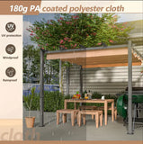 10' X 10' Aluminum Patio Pergola With Retractable Pergola Canopy, Backyard Shade Shelter For Porch, Outdoor Party, Garden, Grill Gazebo, Khaki