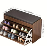 [PU Leather Shoe Bench] PU Leather Shoe Storage Bench with Flip Drawers | Shoe Cabinet Organizer | Entryway Sitting Stool Shoe Rack Suitable for Hallway And Living Room Furniture
