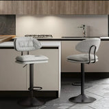 Set of 2 Modern Bar Stool, Adjustable Faux Leather Upholstered Swivel CounterStools for Restaurant, Modern Bar Stool, Adjustable Faux Leather Upholstered Swivel CounterStools - 5 colors