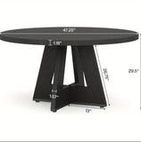 47" Round Dining Table, Wooden Kitchen Table for 4-6 People, Circle Dining Table for Dining Room, Kitchen, Living Room (Only Table)