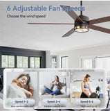 65 Inch Industrial Modern Ceiling Fan with Lights - 5 Reversible Blades, Remote Control, DC Motor, 6-Speed Adjustable, 3 Color Temperatures, Downrod Mount, Matte Black Finish for Bedroom & Living Room, Living Room Fan | Industrial Ceiling Fan | Lighting F