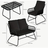 4pcs Outdoor Wicker Furniture Set - All-Weather Lounge Chair, Seating & Coffee Table, Patio Conversation Group For Garden, Deck & Pool Area