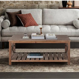 [Sturdy Farmhouse Storage Sofa Table] 47in Rustic Coffee Table Farmhouse Rustic 2 Tier Storage Sturdy Wooden Frame TV Table Center Table For Living Room Industrial Sofa Table Or Office Easy Assembly