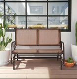 [Outdoor Patio Swing] LIFEZEAL 48" Brown Outdoor Patio Swing Glider Bench Chair Loveseat Rocker Lounge Backyard