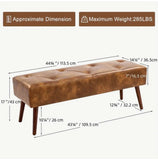Ottoman Bench - Middle-Aged Style, Brown Pu, Versatile for Bedroom, End of Bed, Entrance, Comfortable Seating