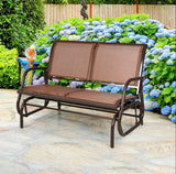 [Outdoor Patio Swing] LIFEZEAL 48" Brown Outdoor Patio Swing Glider Bench Chair Loveseat Rocker Lounge Backyard