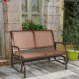 [Outdoor Patio Swing] LIFEZEAL 48" Brown Outdoor Patio Swing Glider Bench Chair Loveseat Rocker Lounge Backyard