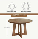 47" Round Dining Table, Wooden Kitchen Table for 4-6 People, Circle Dining Table for Dining Room, Kitchen, Living Room (Only Table)