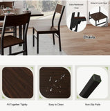 7pcs Dining Table Set with 6 Chairs, 63" Extendable Kitchen Table Set for 4-6, Mid-Century Dining Room Table for Small Space, Heavy-Duty Metal Frame, Easy Clean