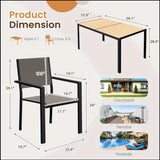All-Weather Patio Dining Set With WPC Tabletop & Iron Frame, Includes 6 Textilene Stackable Chairs For Garden, Backyard, Deck