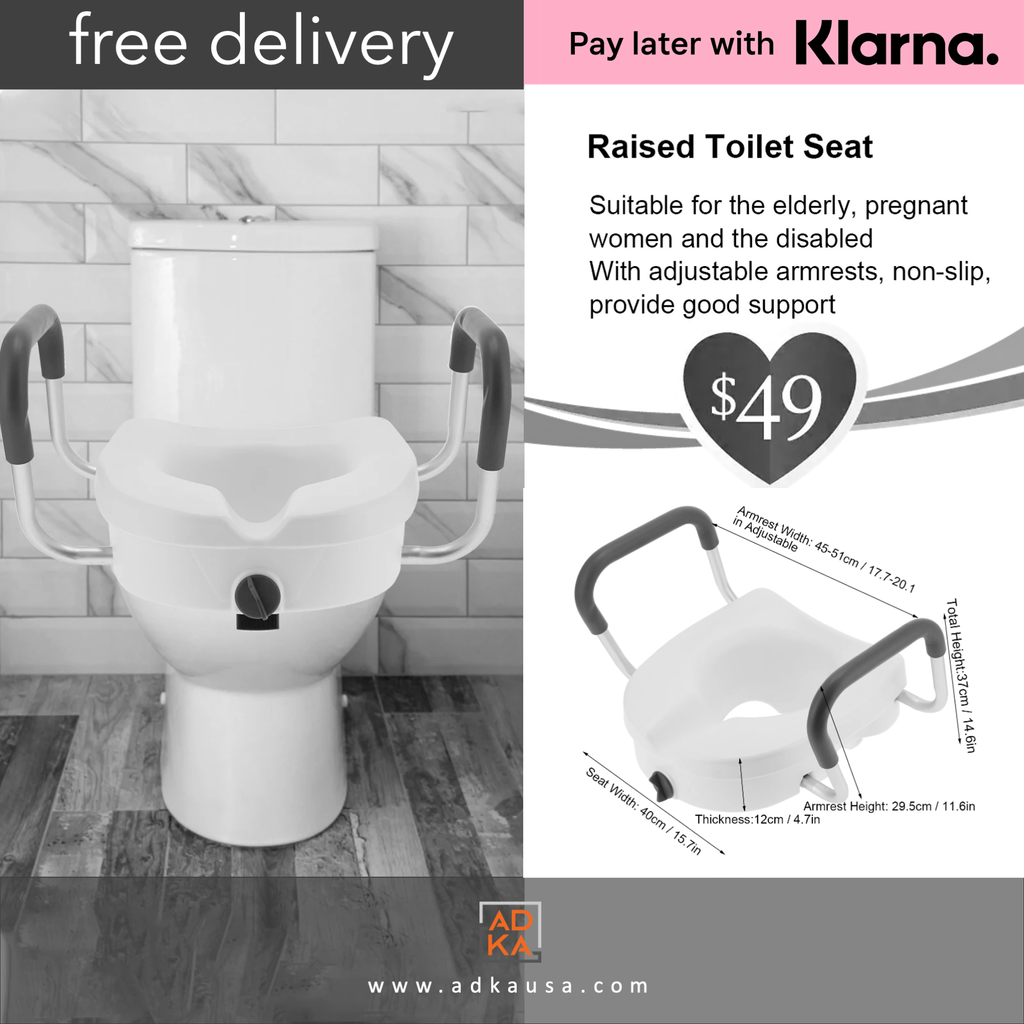 Raised Toilet Seat with NonSlip Adjustable Armrest Bathroom Supplies for Seniors Pregnant Women Raised Toilet Seat Disability