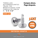Tornillos de cabeza de oblea DKAKU n.° 8 x 1/2 autoperforantes - Caja de 1000 tornillos Incluye 1 broca n.° 2 gratis