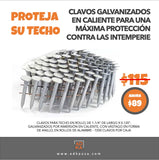Clavos para techos en bobina DKAKU de 1-1/4" de largo x 0,120" de alambre, galvanizados por inmersión en caliente, vástago en forma de anillo, en tiras de alambre - 7200 CLAVOS/caja