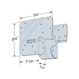 Tapa de poste final galvanizada LCE ZMAX para madera de 4x nominal