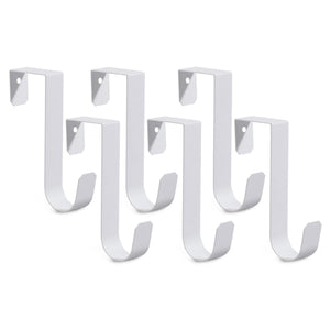Romeda - Ganchos para colgar sobre la puerta (6 unidades), de metal resistente, color blanco, para colgar toallas, ropa y baño, soportan hasta 3 kg