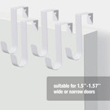Romeda - Ganchos para colgar sobre la puerta (6 unidades), de metal resistente, color blanco, para colgar toallas, ropa y baño, soportan hasta 3 kg