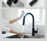 Kitchen Faucet Pull Out Brushed Nickle Sensor Stainless Steel Black Smart Induction Mixed Tap Touch Control Sink Tap