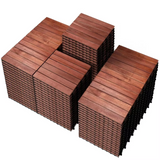 108 Solid Acacia Interlocking Deck Bricks -12 "x 12" Indoor and Outdoor Waterproof, Courtyard Garden – 108 square feet