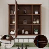 Medicine Cabinet with Mirror, Wall Mounted Bathroom Storage Cabinet with Mirror Door, Removable Shelves and 6 Open Shelves - 6.3"D x 26"W x 24"H