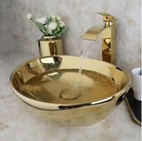 Gold Bathroom Vessel Sinks With Faucet And Drain Oval Ceramic Bowl Sinks For Bathrooms Above Counter Oval Bathroom Basin Sink