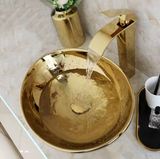 Gold Bathroom Vessel Sinks With Faucet And Drain Oval Ceramic Bowl Sinks For Bathrooms Above Counter Oval Bathroom Basin Sink