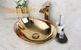 Gold Bathroom Vessel Sinks With Faucet And Drain Oval Ceramic Bowl Sinks For Bathrooms Above Counter Oval Bathroom Basin Sink