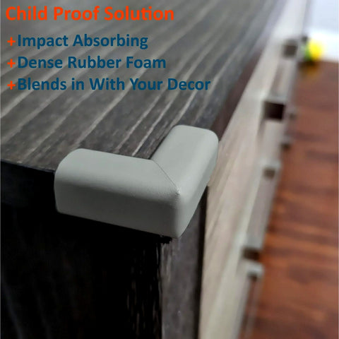 Sharp Edge and Furniture Safety Guards | 16.2ft Protective Foam Cushion | 15ft Bumper 4 Adhesive Childsafe Corners | Foam Set and Safe for Table, Fireplace, Countertop | Gray - 4 Colors