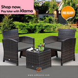 3pcs Patio Rattan Furniture Set, Outdoor Bistro Conversation Set, All Weather Wicker Chair Set