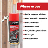 Sellador de espuma expansiva Würth - Huecos y grietas - Spray de 1" - 12 oz.