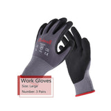 Find mall 3 Pairs L-Size Work Gloves Micro Foam Nitrile Coated Knit Nylon Gloves